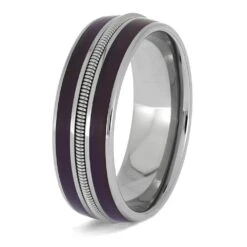 Purple Rain Vinyl Wedding Band With Guitar String 11 Purple Rain Vinyl Wedding Band With Guitar String -Johan Jewelry Shop E4852 PVinyl 3