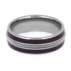 Purple Rain Vinyl Wedding Band With Guitar String 12 Purple Rain Vinyl Wedding Band With Guitar String -Johan Jewelry Shop E4852 PVinyl 4