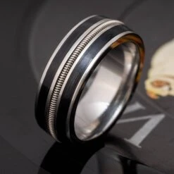 Vinyl And Guitar String Wedding Band For Musicians