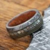 Abalone Wedding Band With Meteorite And Dinosaur Bone 2 Abalone Wedding Band With Meteorite And Dinosaur Bone -Johan Jewelry Shop E4875ArtCropped 3