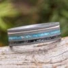 Guitar String Wedding Band With Turquoise And Black Stardust -Johan Jewelry Shop E4882ArtCropped 2