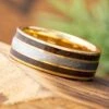 Gold Men's Wedding Band With Meteorite & Dinosaur Bone -Johan Jewelry Shop E4886YG14 FP YGMTDXArtCropped 3