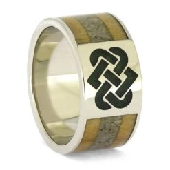 White Gold Celtic Knot Ring With Antler And Crushed Birthstones 8 White Gold Celtic Knot Ring With Antler And Crushed Birthstones -Johan Jewelry Shop E4914WG 1
