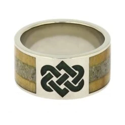 White Gold Celtic Knot Ring With Antler And Crushed Birthstones 11 White Gold Celtic Knot Ring With Antler And Crushed Birthstones -Johan Jewelry Shop E4914WG 4