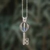 Rough Stone Necklace, Unique Key Pendant -Johan Jewelry Shop E4980ArtAquamarineCropped 6