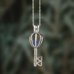 Rough Stone Necklace, Unique Key Pendant