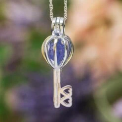 Rough Stone Necklace, Unique Key Pendant -Johan Jewelry Shop E4980TanzaniteCropped 2