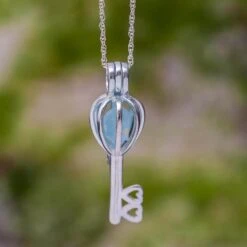 Rough Stone Necklace, Unique Key Pendant -Johan Jewelry Shop E4980TopazCropped 2