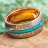 Damascus Steel & Blue Opal Men's Wedding Band -Johan Jewelry Shop E4981RGArtCropped 6
