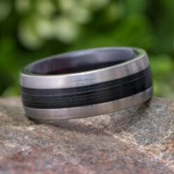 Vinyl LP Record Wedding Ring With Rosewood Inside