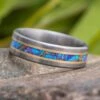 Unique Turquoise Wedding Band With Gold Pinstripes 2 Unique Turquoise Wedding Band With Gold Pinstripes -Johan Jewelry Shop E5006ArtCropped 2