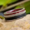 Guitar String Wedding Band With Vinyl LP & Padauk 1 Guitar String Wedding Band With Vinyl LP & Padauk -Johan Jewelry Shop E5023ArtCropped 2