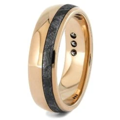 Men's Meteorite Wedding Ring With Diamonds -Johan Jewelry Shop E5027RG 3