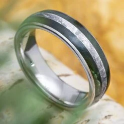 Green Jade And Meteorite Wedding Band -Johan Jewelry Shop E5044Art05 2023Cropped 5