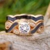 Dinosaur Bone Ring Set, Engagement Ring & Matching Band -Johan Jewelry Shop E5112RGArtCropped 1 4