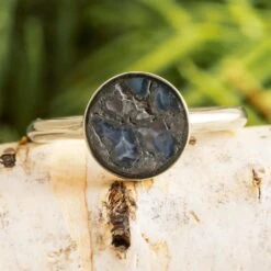 Unique Fossil Statement Ring In White Gold