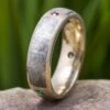 Gemstone & Meteorite Wedding Band, Three Stone Ring 2 Gemstone & Meteorite Wedding Band, Three Stone Ring -Johan Jewelry Shop E5141WGArtCropped 8