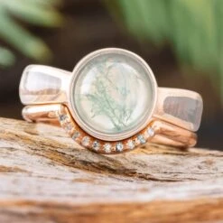 Rose Gold Women's Wedding Band With Alternating Stones