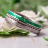 Guitar String Wedding Band With Meteorite & Malachite -Johan Jewelry Shop E5152ArtCropped 3
