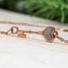 Tiny Key Bracelet With Meteorite Heart Inlay -Johan Jewelry Shop E5153ArtCropped 3