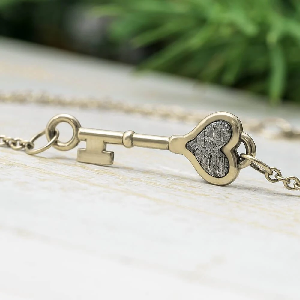 Tiny Key Bracelet With Meteorite Heart Inlay 7 Tiny Key Bracelet With Meteorite Heart Inlay - Image 5