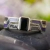 Black Engagement Ring With Onyx And Amethyst