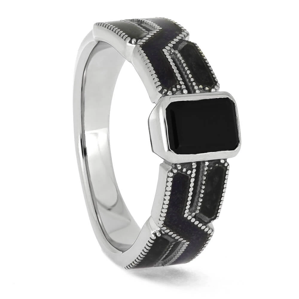 Black Engagement Ring With Onyx And Amethyst 4 Black Engagement Ring With Onyx And Amethyst - Image 2