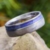 Crushed Sapphire Wedding Band With Meteorite 1 Crushed Sapphire Wedding Band With Meteorite -Johan Jewelry Shop E5187ArtCropped 1 3