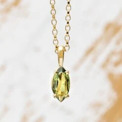 Marquise Cut Moldavite Pendant Necklace, In Stock Or Made To Order