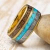 Yellow Gold Men's Dinosaur Bone, Meteorite & Turquoise Ring 2 Yellow Gold Men's Dinosaur Bone, Meteorite & Turquoise Ring -Johan Jewelry Shop E5210ArtCropped 7 8