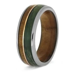 Jade Wedding Band With Redwood And Gold Accents -Johan Jewelry Shop E5220 3