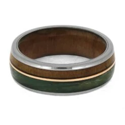 Jade Wedding Band With Redwood And Gold Accents -Johan Jewelry Shop E5220 4