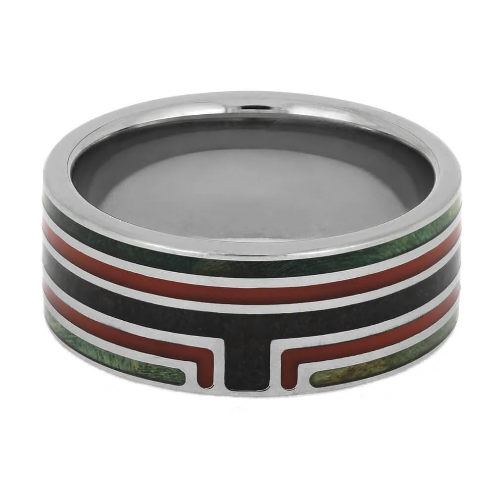 Bounty Hunter Ring With Green Wood And Dinosaur Bone 7 Bounty Hunter Ring With Green Wood And Dinosaur Bone - Image 5