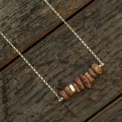 Fossilized Dinosaur Bone Bar Necklace -Johan Jewelry Shop E5268Art