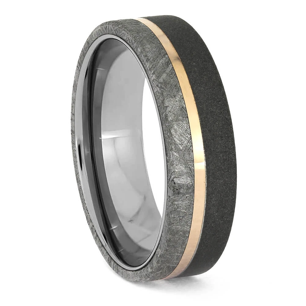 Meteorite & Mixed Metal Ring 4 Meteorite & Mixed Metal Ring - Image 2