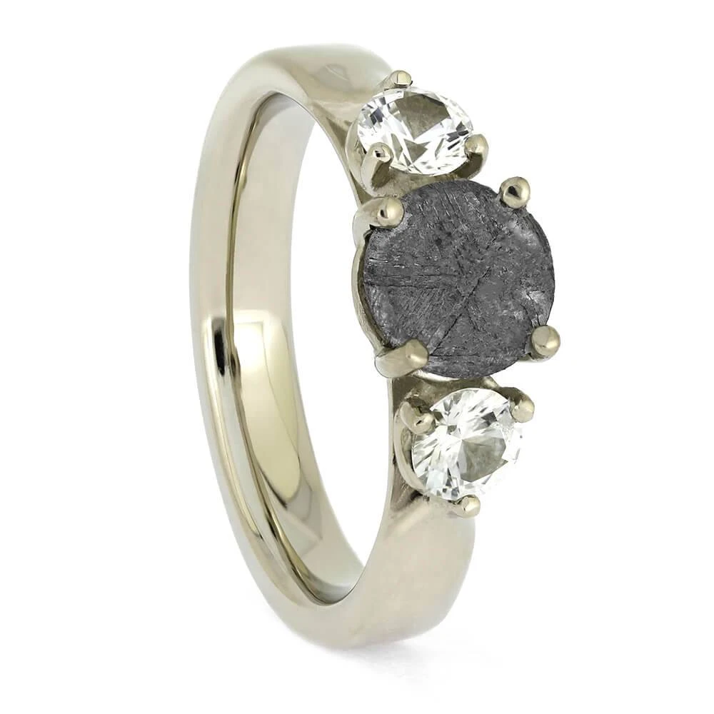 Meteorite Stone Ring With Sapphire Accents 4 Meteorite Stone Ring With Sapphire Accents - Image 2