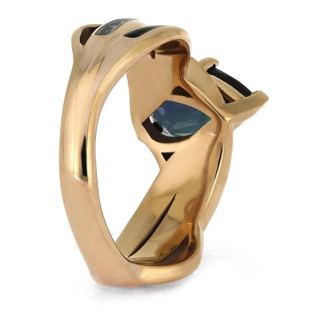 Dinosaur Bone And Meteorite Engagement Ring With Twist Design 6 Dinosaur Bone And Meteorite Engagement Ring With Twist Design - Image 4