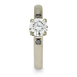 Three Stone Engagement Ring With Meteorite Stones 9 Three Stone Engagement Ring With Meteorite Stones -Johan Jewelry Shop E5297 2