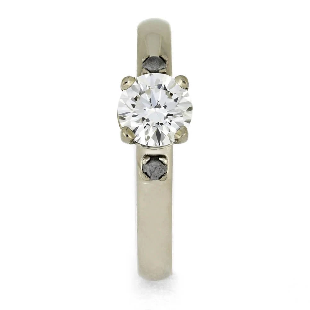 Three Stone Engagement Ring With Meteorite Stones 5 Three Stone Engagement Ring With Meteorite Stones - Image 3