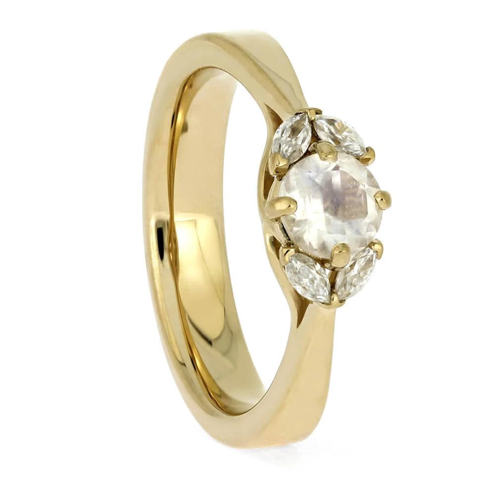 Floral Engagement Ring With Moonstone And Moissanites 4 Floral Engagement Ring With Moonstone And Moissanites - Image 2