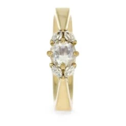 Floral Engagement Ring With Moonstone And Moissanites 10 Floral Engagement Ring With Moonstone And Moissanites -Johan Jewelry Shop E5299YG14 2