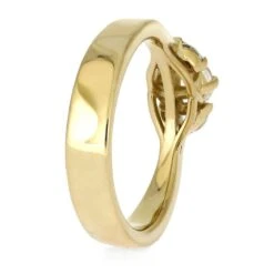 Floral Engagement Ring With Moonstone And Moissanites 11 Floral Engagement Ring With Moonstone And Moissanites -Johan Jewelry Shop E5299YG14 3