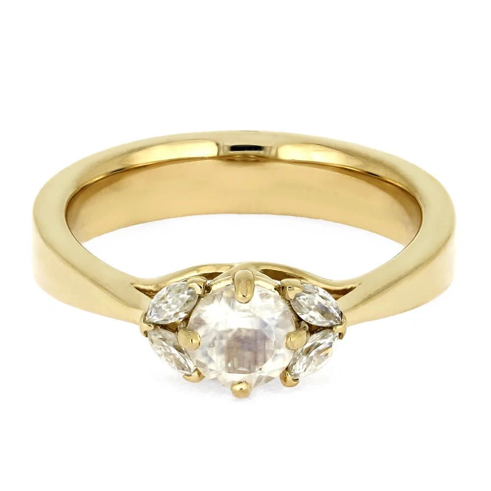 Floral Engagement Ring With Moonstone And Moissanites 8 Floral Engagement Ring With Moonstone And Moissanites - Image 6