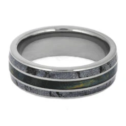 Men's Blue Wedding Band With Mokume Gane 13 Men's Blue Wedding Band With Mokume Gane -Johan Jewelry Shop E5306TI 4