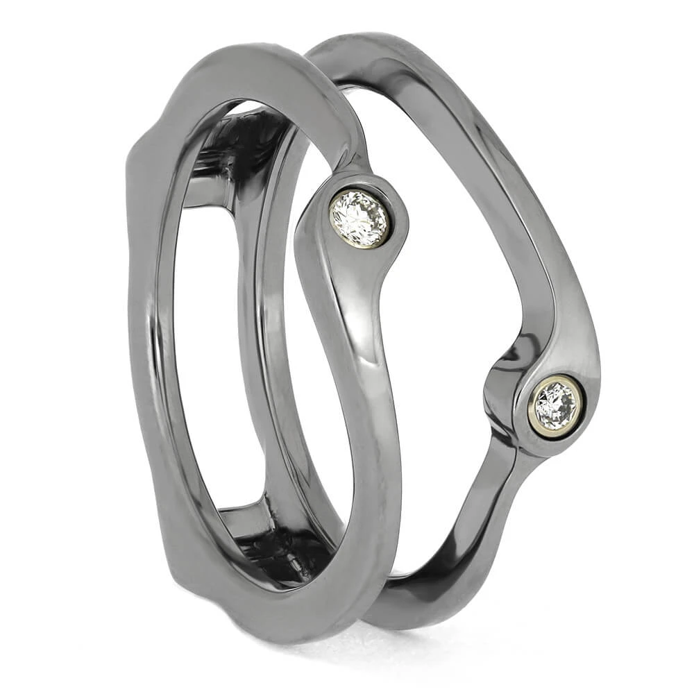 Meteorite Bridal Set With Titanium Ring Guard 9 Meteorite Bridal Set With Titanium Ring Guard - Image 7