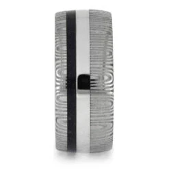 Platinum And Damascus Ring With Purple Heart Wood And Amethyst -Johan Jewelry Shop E5333 2