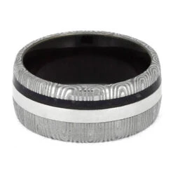 Platinum And Damascus Ring With Purple Heart Wood And Amethyst -Johan Jewelry Shop E5333 4