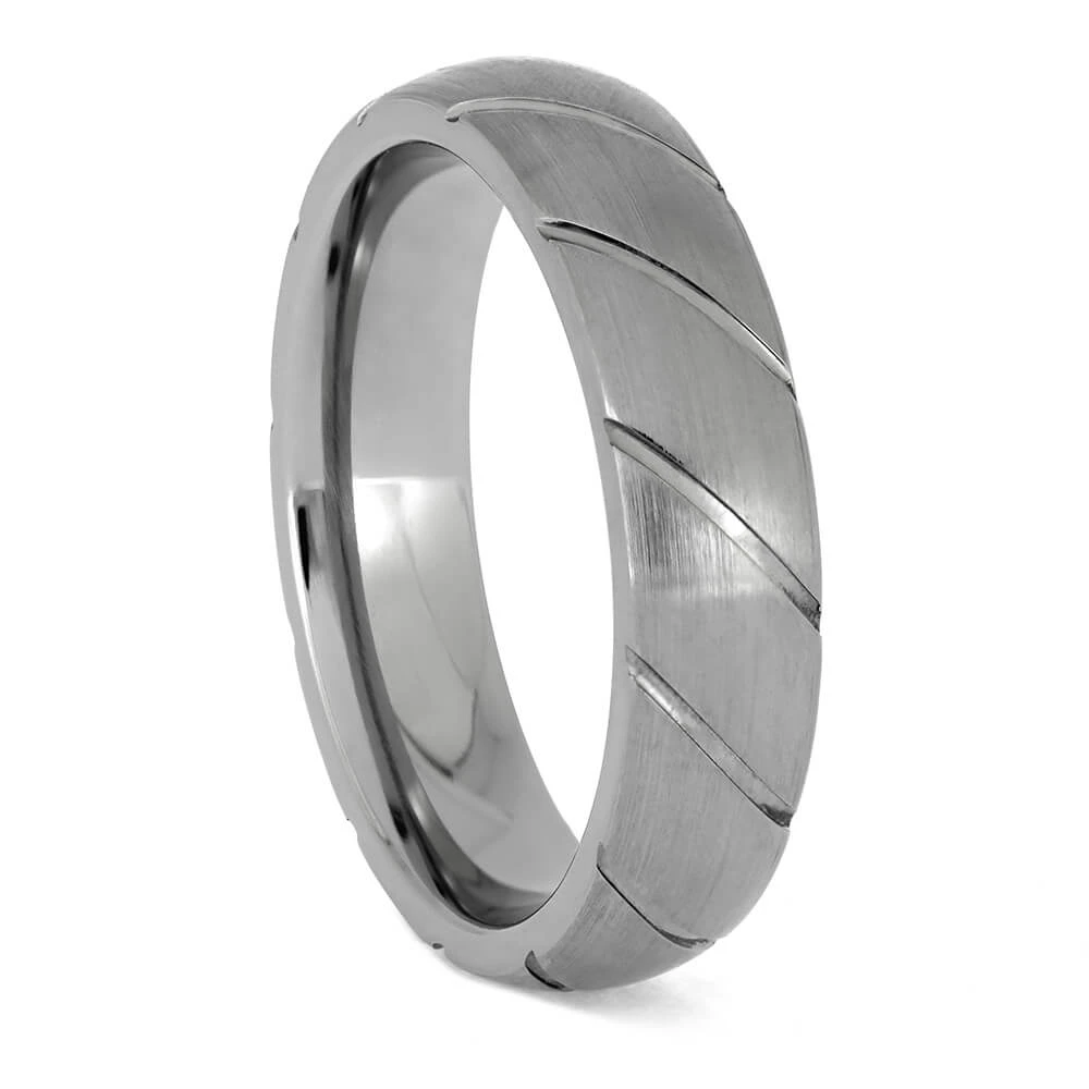 Custom Titanium Wedding Band With Spiral Grooved Profile 4 Custom Titanium Wedding Band With Spiral Grooved Profile - Image 2
