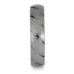 Custom Titanium Wedding Band With Spiral Grooved Profile 9 Custom Titanium Wedding Band With Spiral Grooved Profile -Johan Jewelry Shop E5337 2