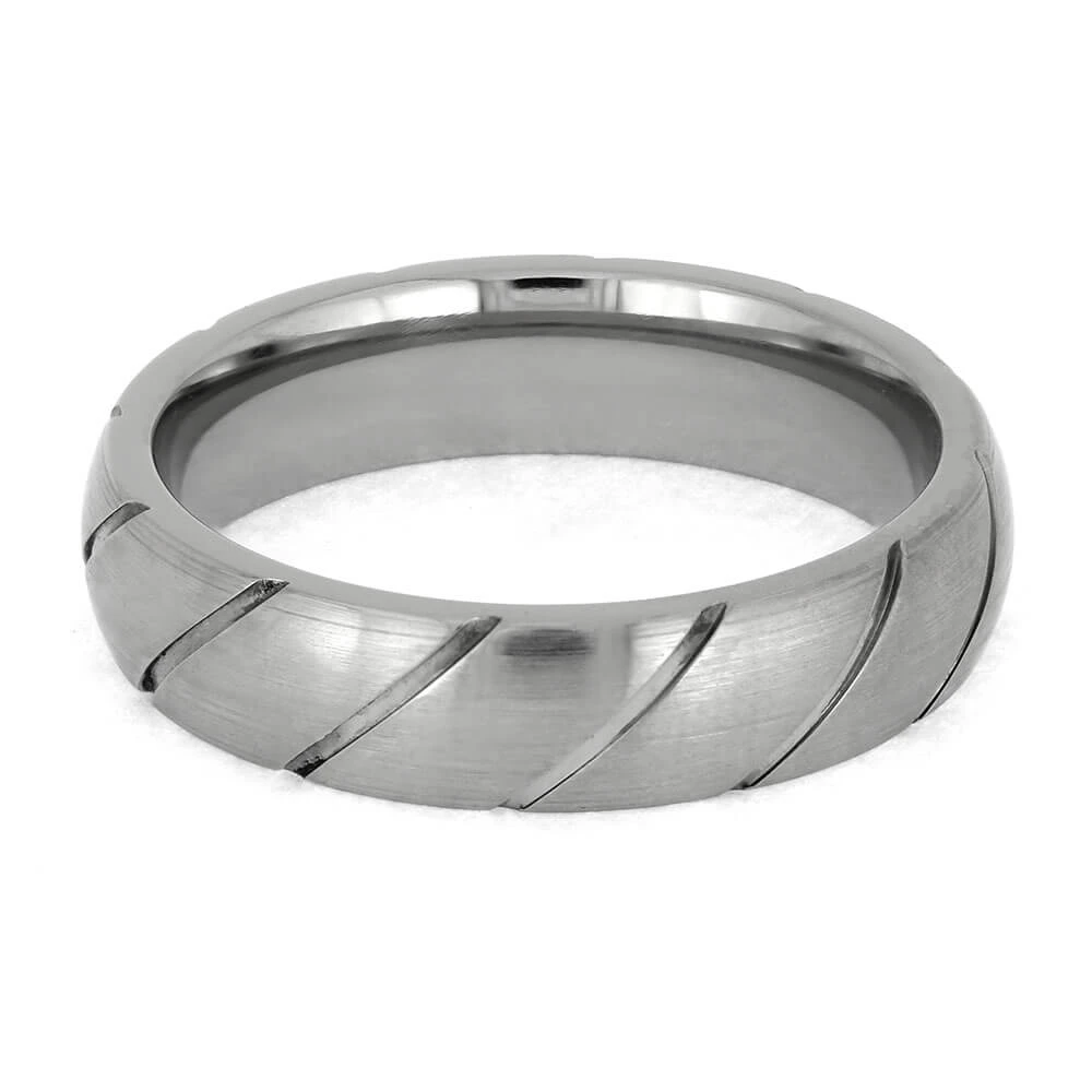 Custom Titanium Wedding Band With Spiral Grooved Profile 7 Custom Titanium Wedding Band With Spiral Grooved Profile - Image 5